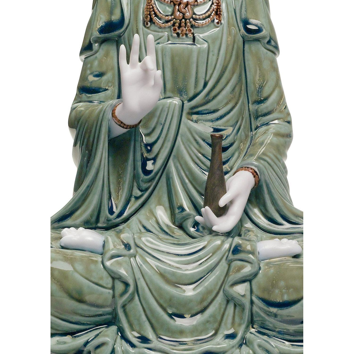 Lladró Figurina Kwan Yin Verde 33x18cm Porcellana