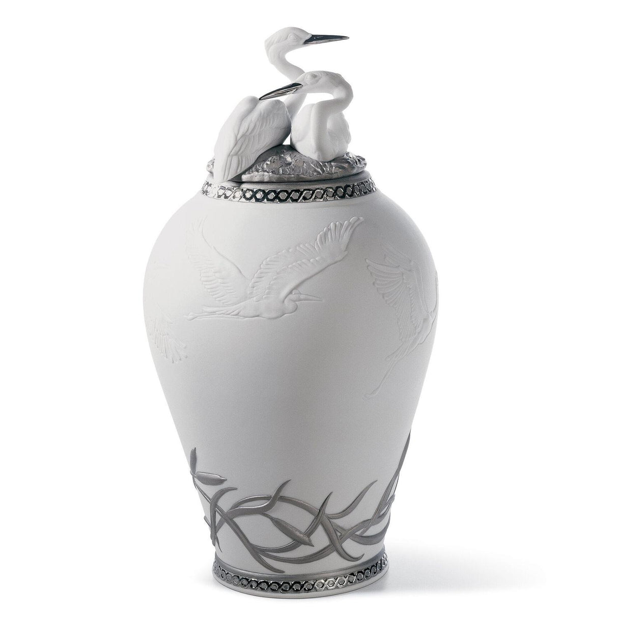 Lladró Figurina Anfora Aironi Cinerini Lustro Argento 30x17cm Porcellana