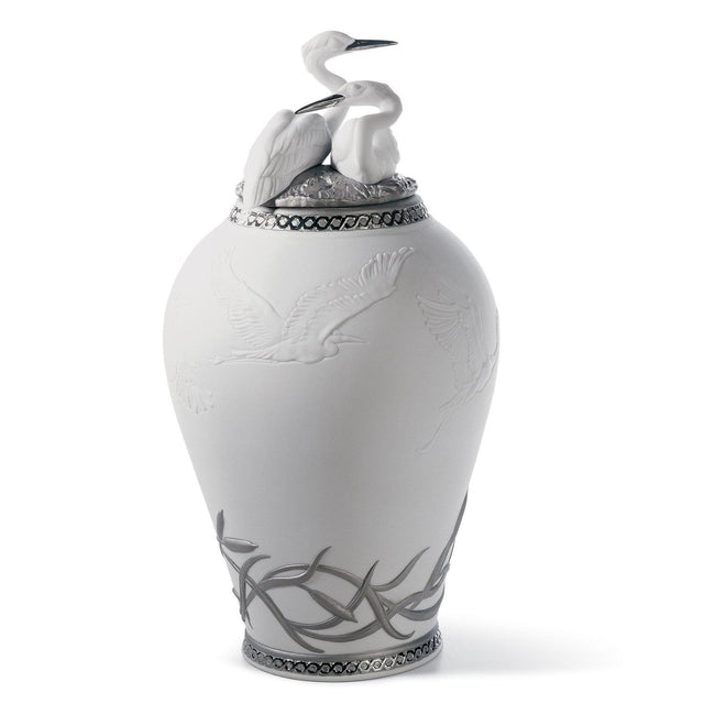 Lladró Figurina Anfora Aironi Cinerini Lustro Argento 30x17cm Porcellana