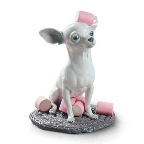 Lladró Figurina Chihuahua con Marshmallows 24x20cm Porcellana