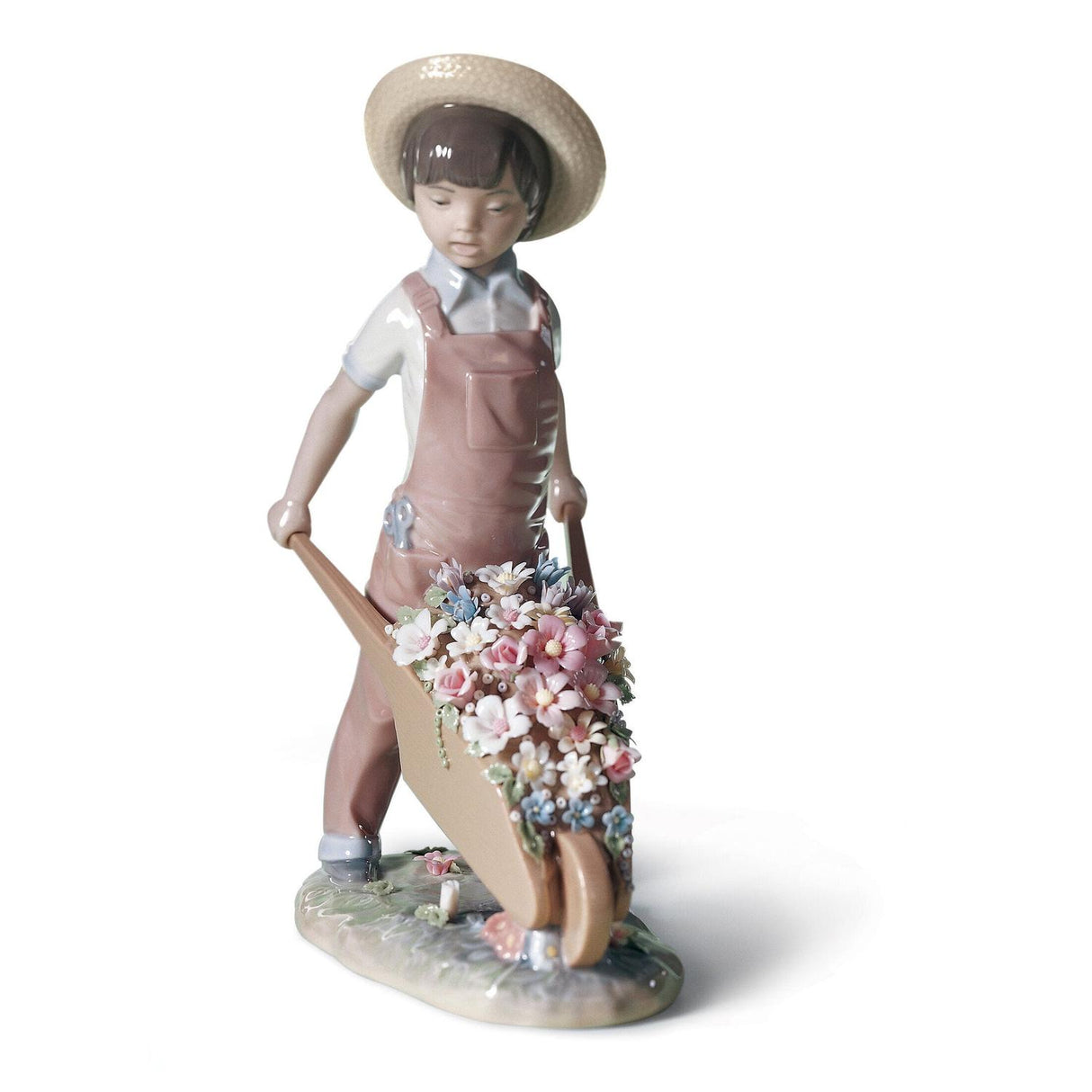 Lladró Figurina Bimbo con Fiori 23x14cm Porcellana