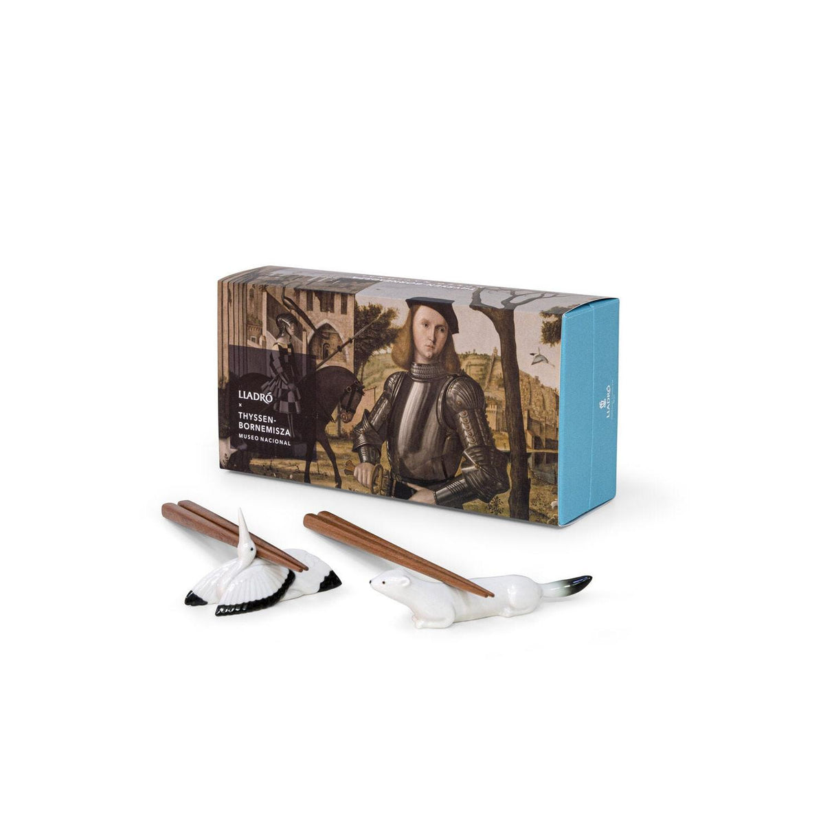 Lladró Set di Bacchette Ermellino e Gru 6x23cm Porcellana