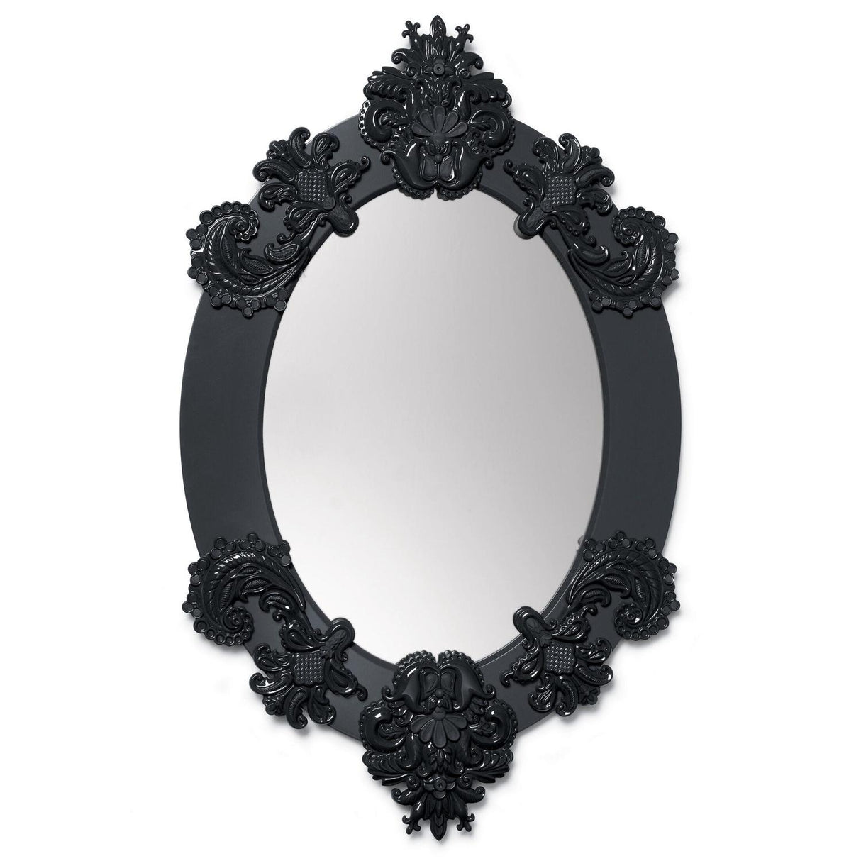 Lladró Specchio da Parete Ovale Nero Edizione Limitata 93x58cm Porcellana