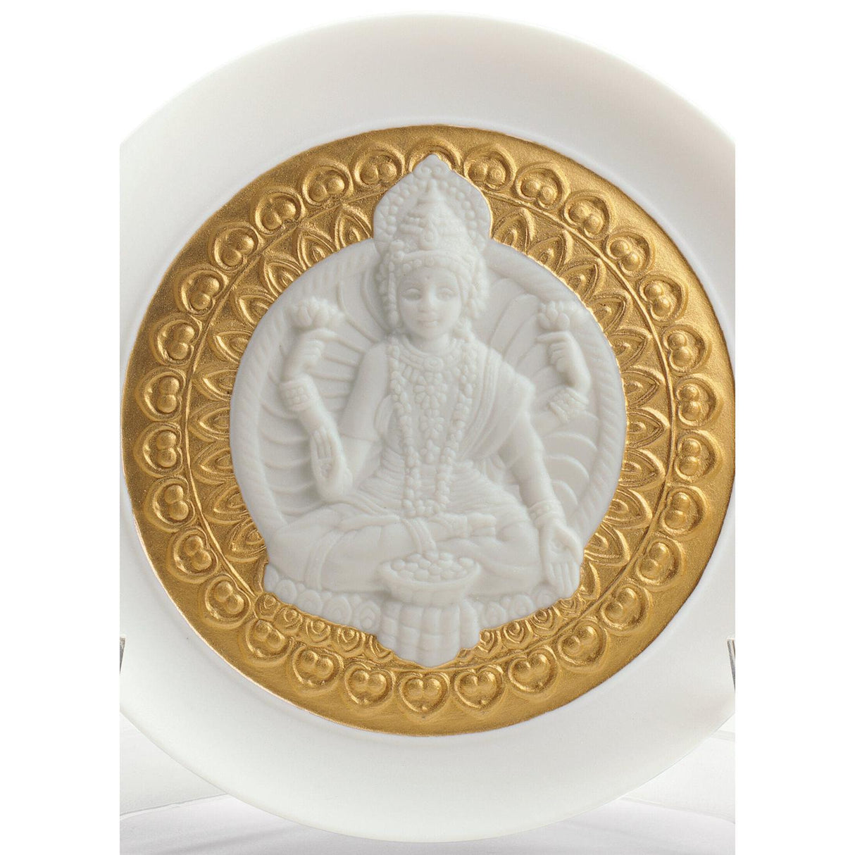 Lladró Set Piatti Decorativi Dea Lakshmi e Lord Ganesha Lustro Oro 10x21cm Porcellana