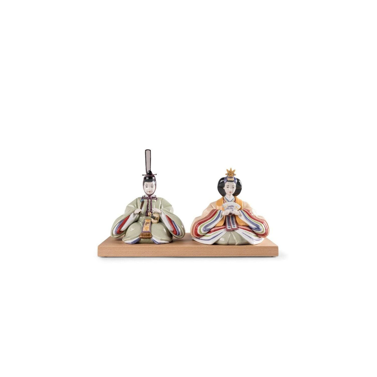 Lladró Scultura Hina Dolls Verde Giallo Serie Limitata 25x41cm Porcellana