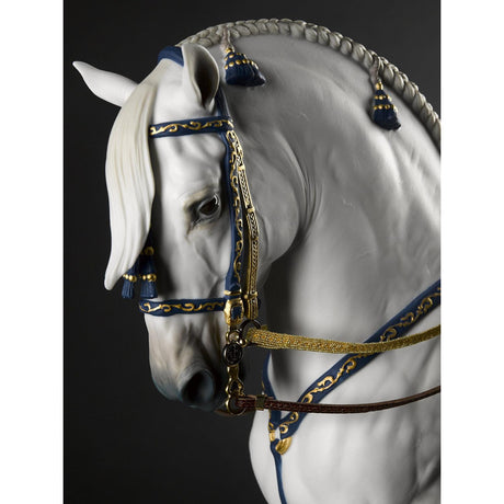 Lladró Scultura Pura Razza Spagnolo Cavallo Edizione Limitata 44x50cm Porcellana