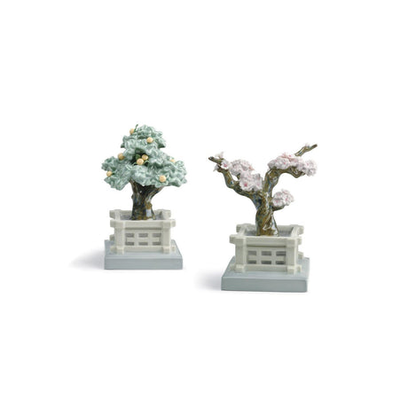 Lladró Figurina Vasi da Fiore Mandarino e Ciliegio 15x20cm Porcellana