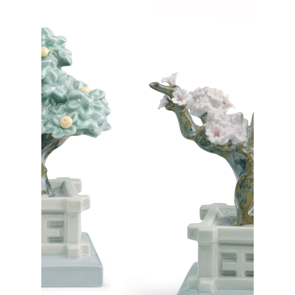 Lladró Figurina Vasi da Fiore Mandarino e Ciliegio 15x20cm Porcellana