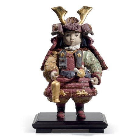 Lladró Figurina Bambino Samurai Lustro Oro Edizione Limitata 35x21cm Porcellana
