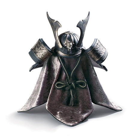 Lladró Figurina Elmetto Samurai Drago Lustro Argento 35x20cm Porcellana