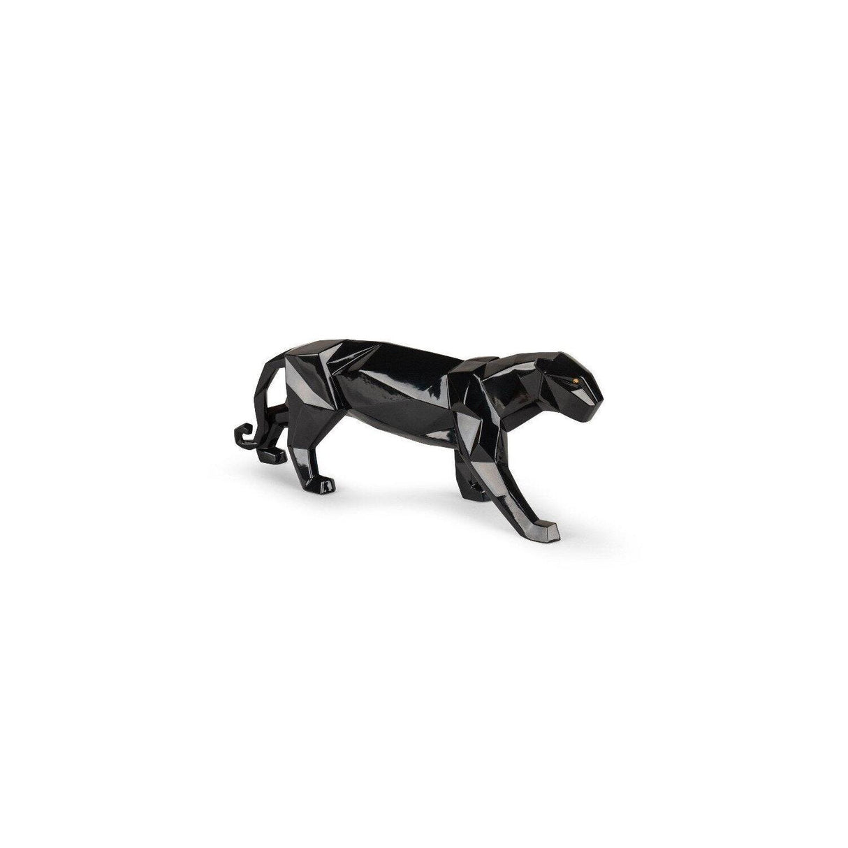 Lladró Scultura Pantera Nero Glassare 19x50cm Porcellana