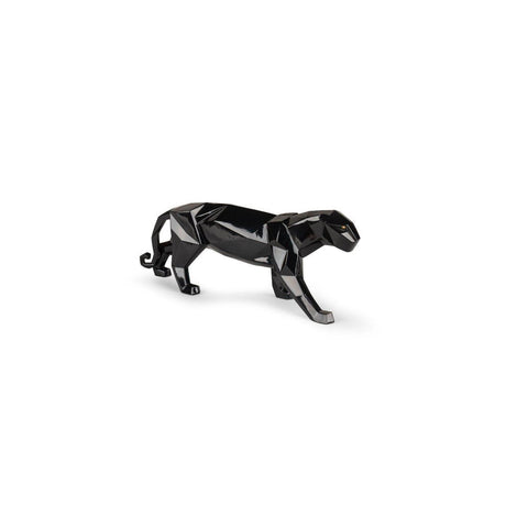 Lladró Scultura Pantera Nero Glassare 19x50cm Porcellana