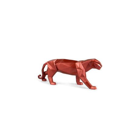Lladró Scultura Pantera Rosso Metallizzato 19x50cm Porcellana