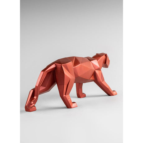 Lladró Scultura Pantera Rosso Metallizzato 19x50cm Porcellana