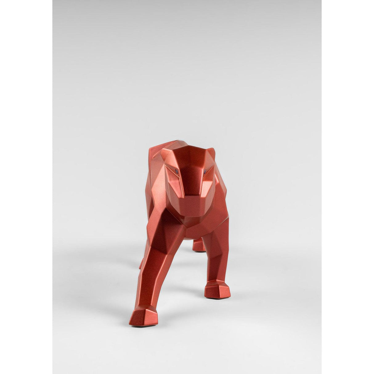 Lladró Scultura Pantera Rosso Metallizzato 19x50cm Porcellana