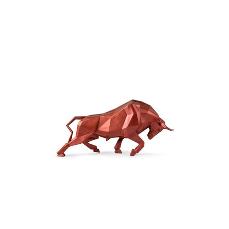 Lladró Scultura Toro Rosso Metallizzato 24x50cm Porcellana