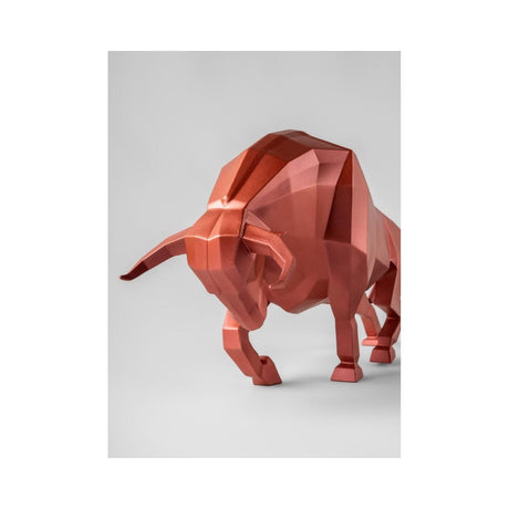 Lladró Scultura Toro Rosso Metallizzato 24x50cm Porcellana