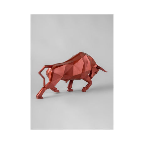 Lladró Scultura Toro Rosso Metallizzato 24x50cm Porcellana