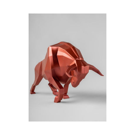 Lladró Scultura Toro Rosso Metallizzato 24x50cm Porcellana