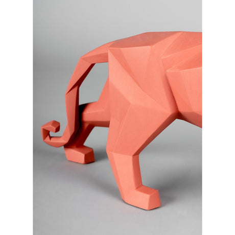 Lladró Scultura Pantera Corallo Opaco 19x50cm Porcellana