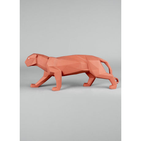Lladró Scultura Pantera Corallo Opaco 19x50cm Porcellana