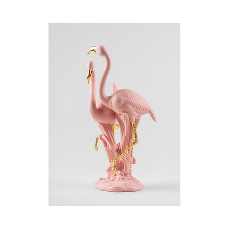 Lladró Scultura Fenicotteri Rosa 33x15cm Porcellana