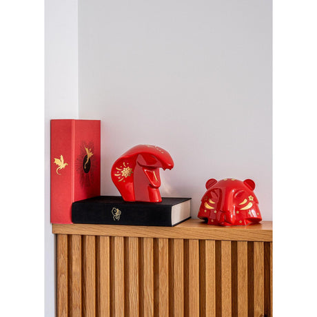 Lladró Scultura Il Serpente Rosso Oro 13x15cm Porcellana