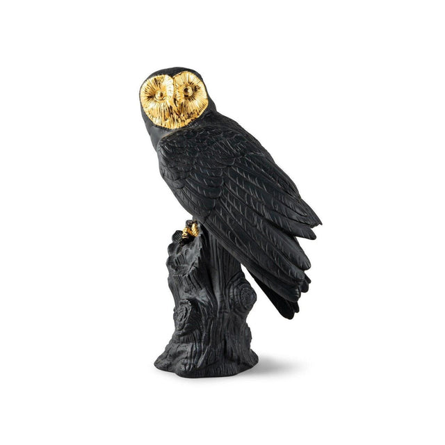 Lladró Scultura Gufo Nero Oro Serie Limitata 41x25cm Porcellana
