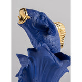 Lladró Scultura Carpa Koi Blu Oro Serie Limitata 31x21cm Porcellana