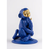 Lladró Scultura Piccola Scimmia Blu Oro Serie Limitata 23x17cm Porcellana