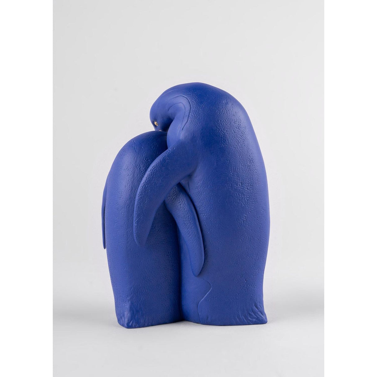 Lladró Scultura Famiglia di Pinguini Blu Oro Serie Limitata 25x16cm Porcellana
