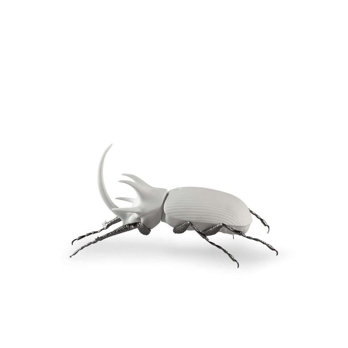 Lladró Scarabeo Rinoceronte Bianco Opaco 12x26cm Porcellana