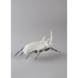 LLADRO' Scarabeo Rinoceronte Bianco Opaco 12x26cm Porcellana