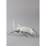 Lladró Scarabeo Rinoceronte Bianco Opaco 12x26cm Porcellana