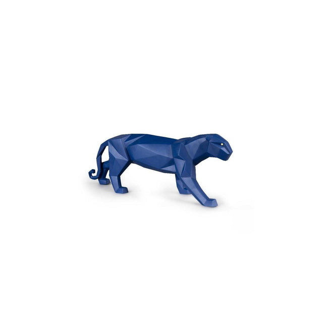 Lladró Scultura Pantera Azzurro Opaco 19x50cm Porcellana