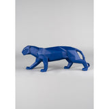 LLADRO' Scultura Pantera Azzurro Opaco 19x50cm Porcellana
