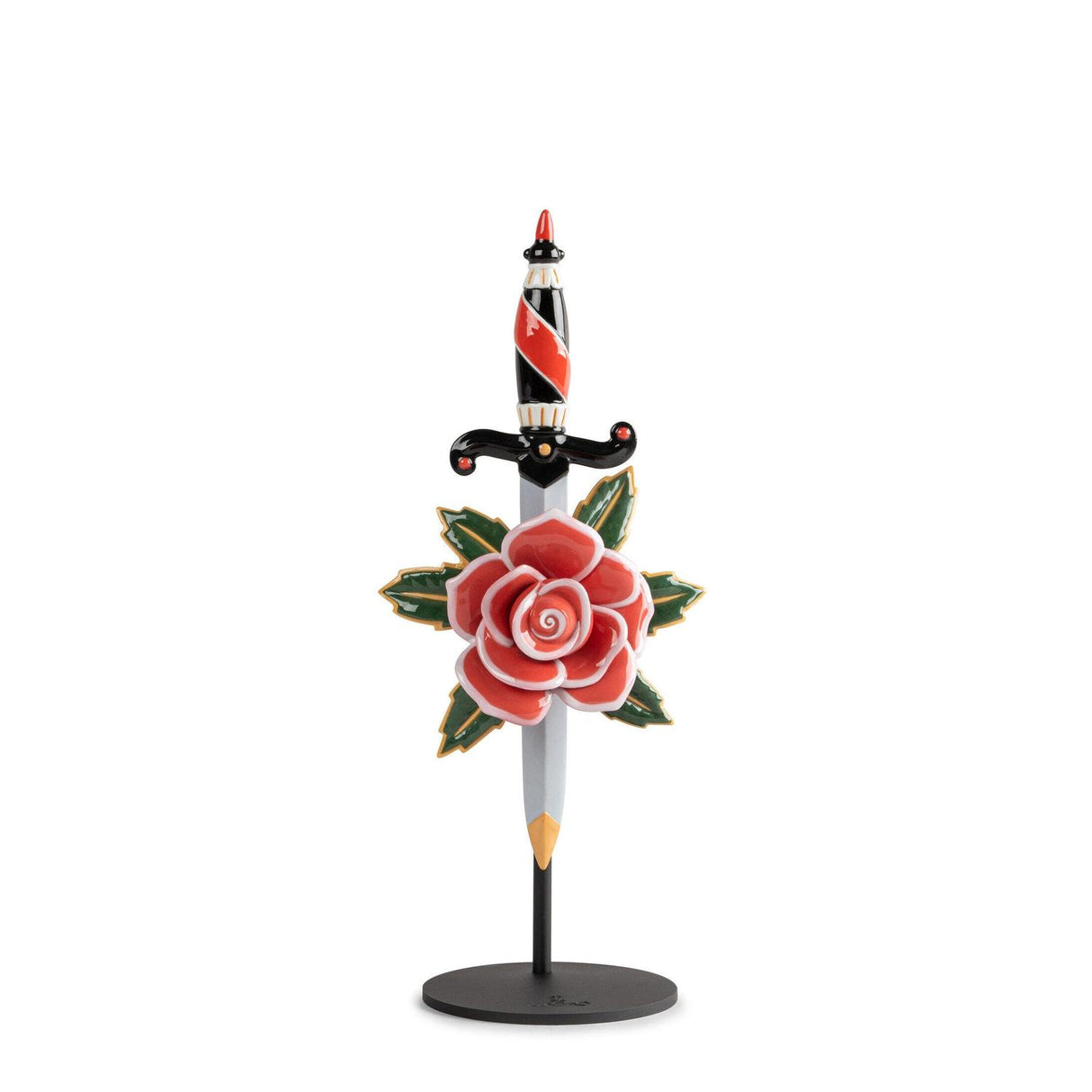 Lladró Figurina Rosa e Pugnale 36x15cm Porcellana