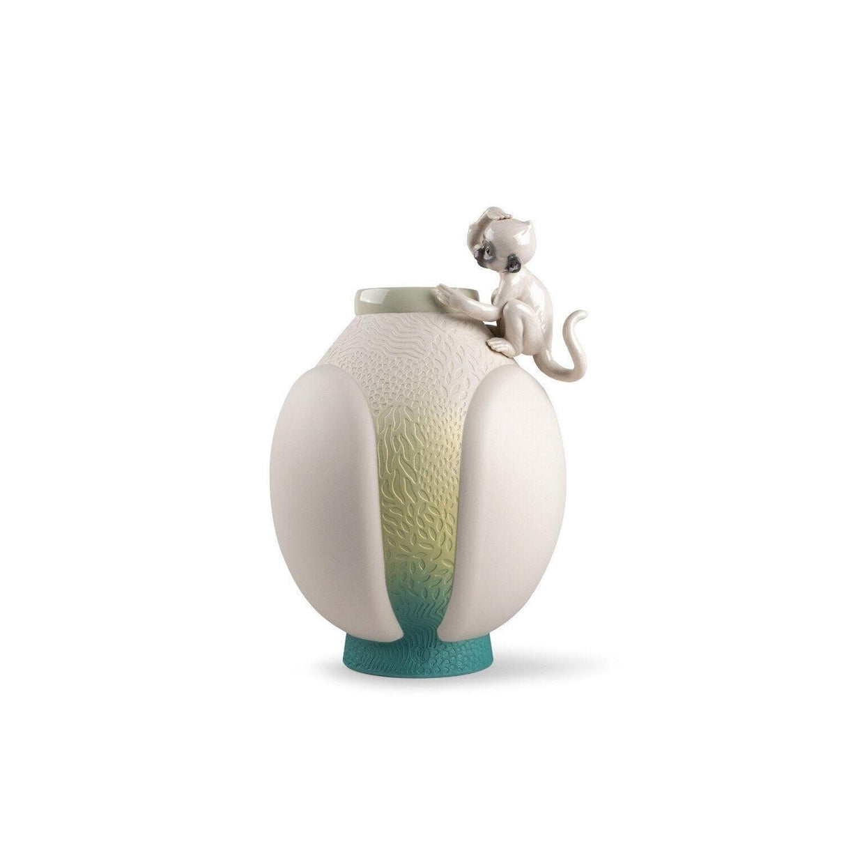 Lladró Vaso con Scimmie 42x26cm Porcellana