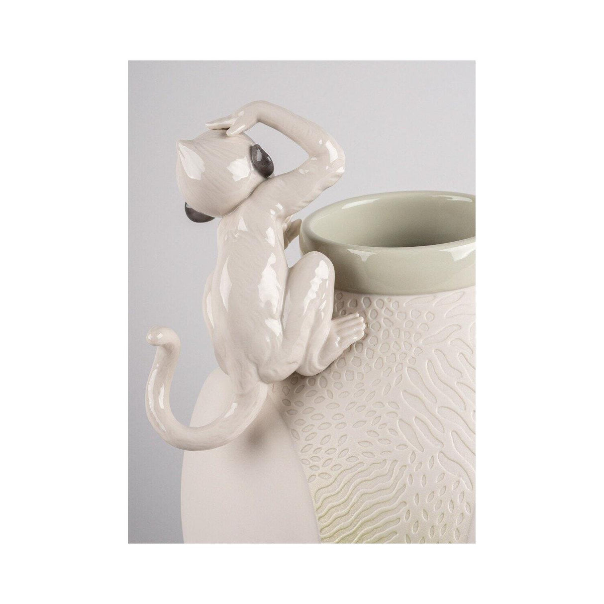 Lladró Vaso con Scimmie 42x26cm Porcellana