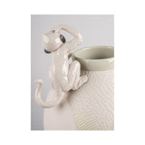 Lladró Vaso con Scimmie 42x26cm Porcellana