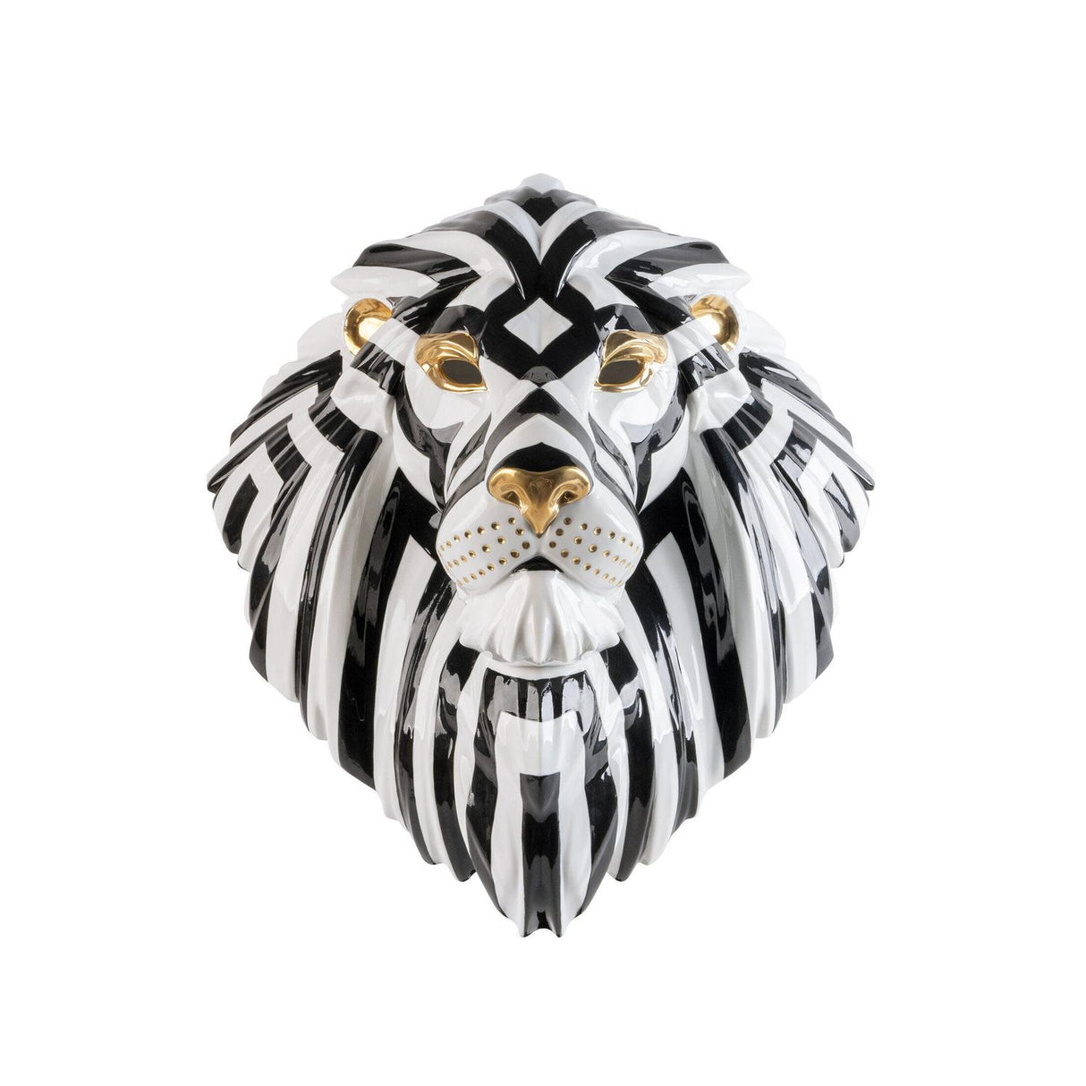 Lladró Maschera di Leone Nero Oro 60x38cm Porcellana