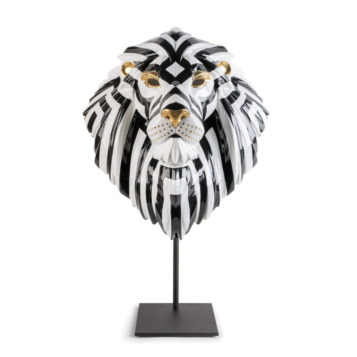 Lladró Maschera di Leone Nero Oro 60x38cm Porcellana