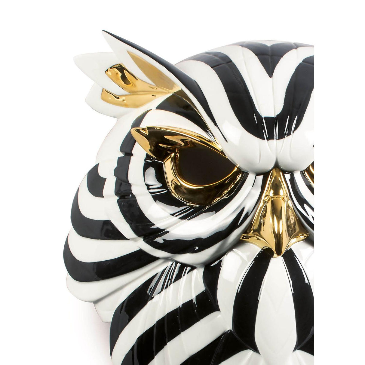Lladró Maschera Gufo Nero Oro 35x32cm Porcellana