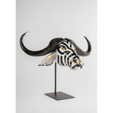 Lladró Maschera Bufalo Nero e Oro 36x67cm Porcellana