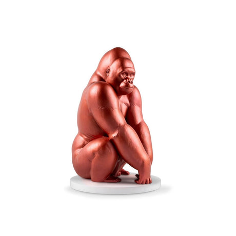 Lladró Scultura Gorilla Rosso Metallizzato Serie Limitata 37x23cm Porcellana
