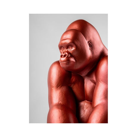 Lladró Scultura Gorilla Rosso Metallizzato Serie Limitata 37x23cm Porcellana