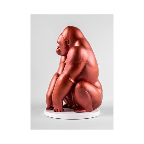 Lladró Scultura Gorilla Rosso Metallizzato Serie Limitata 37x23cm Porcellana
