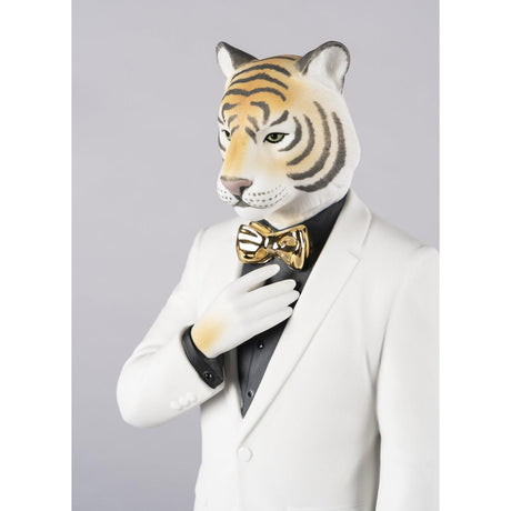Lladró Figura Uomo Tigre 44x14cm Porcellana