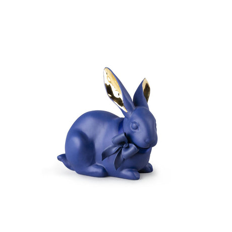 Lladró Figurina Coniglio Azzurro Oro 11x12cm Porcellana