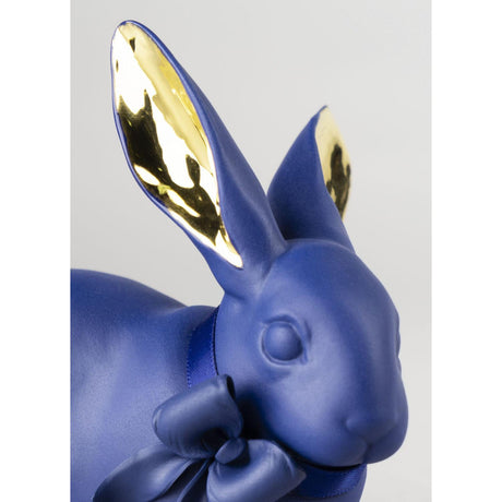 Lladró Figurina Coniglio Azzurro Oro 11x12cm Porcellana